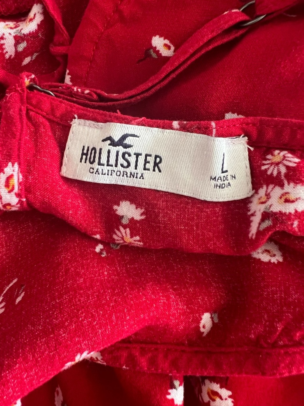 Hollister Red Floral Spaghetti Strap Dress - Picture 7 of 8